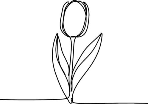 tulipán minimalista uno línea ilustración soltero tulipán dibujado en continuo línea Arte simbolizando primavera belleza nuevo principios y sencillez vector