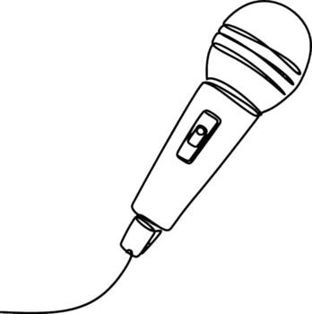 Minimalist One Line Drawing of Microphone Simple one line sketch of a microphone. Great for podcast, music, performance, and media project vector
