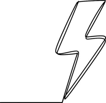 Lightning bolt minimalist one line icon Bold lightning bolt drawn with continuous line symbolizing power energy and speed in minimal design vector