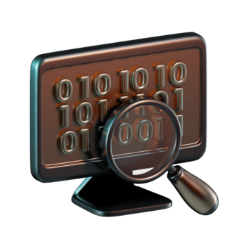 Monitor Code Search Binary Magnifying Glass 3D Icon png