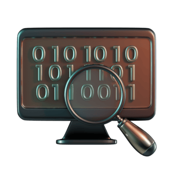 toezicht houden op code zoeken binair donker voorkant visie 3d icoon png