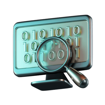 toezicht houden op code zoeken binair taling vergroten 3d icoon png