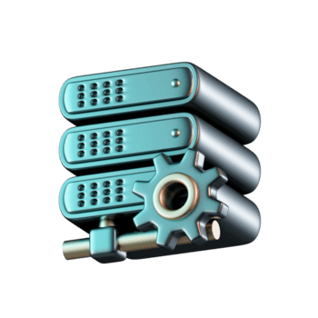 servidor prateleira engrenagem gestão cerceta tema 3d ícone png