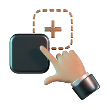 Hand Pointing at Square Ready to Drag Plus Sign 3D Icon png