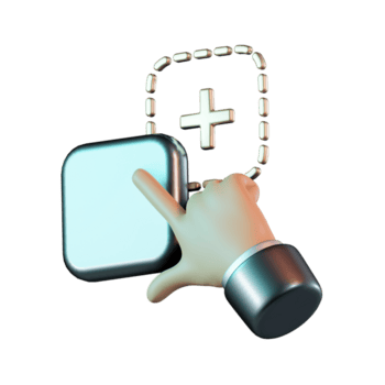 Hand Tapping Bright Square to Move Plus Symbol 3D Icon png