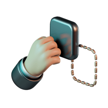 Hand Dragging Dark Square Object with Chain Path 3D Icon png