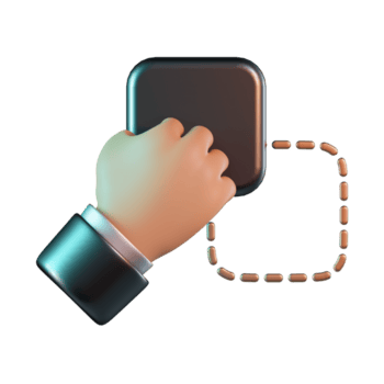 Hand Moving Dark Square Object to New Position 3D Icon png