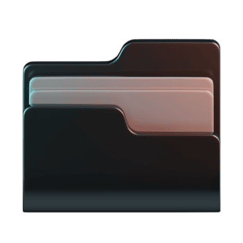 Closed Dark Gray File Folder with Overlapping Off White Document Front View 3D Icon Illustration png