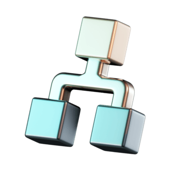 bronzo e argento gerarchia scatole con collegamento percorsi superiore giù Visualizza 3d icona illustrazione png