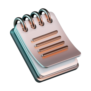 vinklad se av spiral bunden anteckningsbok med koppar sidor 3d ikon png