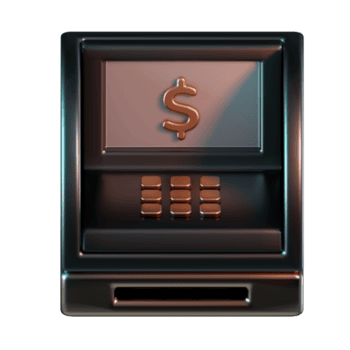 främre se av Bankomat maskin ikon med dollar tecken visa och knappsats 3d ikon illustration png