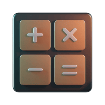 Dark Calculator Keys Icon for Basic Arithmetic Functions 3D Icon Illustration png