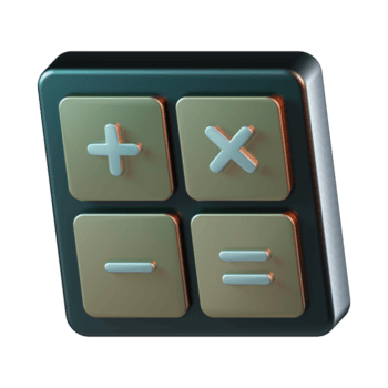 Oblique View of Calculator Functions Keys Icon for Financial Computing 3D Icon Illustration png