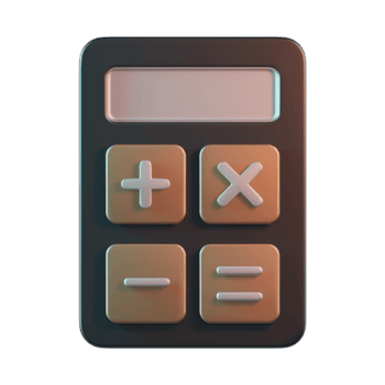 Front View of Basic Calculator Icon with Blank Display and Four Functions 3D Icon Illustration png