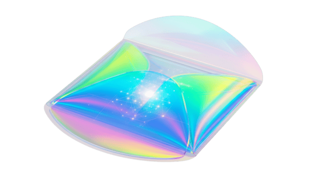 Iridescent Holographic Heart-Shaped Object with Light Reflections on Transparent Background png