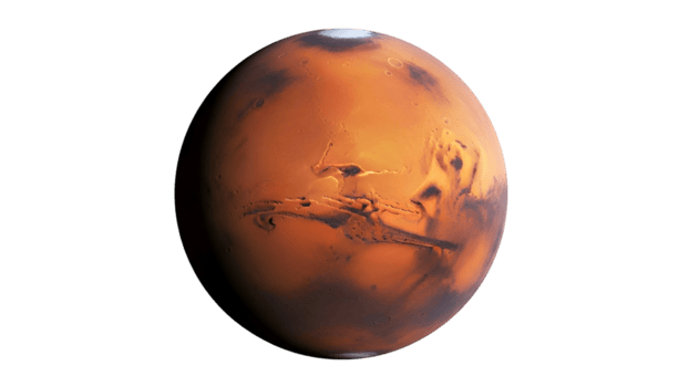 Mars Planet with Reddish Surface and Craters in Space png