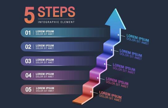 5 steps infographic for process understanding vector