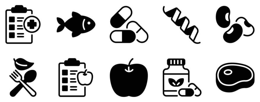 nutrition icon solid mix style food health label glyph symbol ui minimal flat web app diet wellness macro micronutrient tracker vector