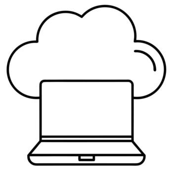 Laptop Computer Connected to a Cloud Symbolizing Cloud Computing Access technology connection vector