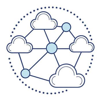 interconectado nube nodos red diagrama conexión datos vector