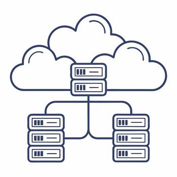 Networked Servers Connected to Multiple Clouds Data Center Infrastructure Diagram cloud computing technology vector