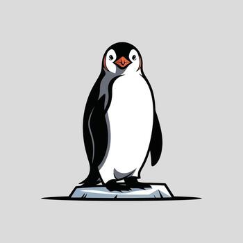 Happy Penguin Standing on Floating Ice with Cheerful Expression vector