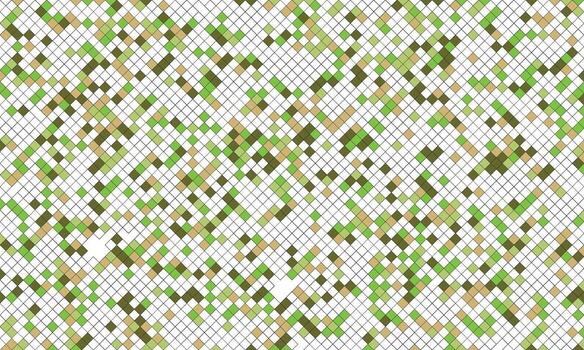 Abstract geometric pattern of small green and brown squares on a white background vector