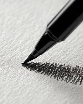 Closeup Pen Tip Writing Clean Paper photo