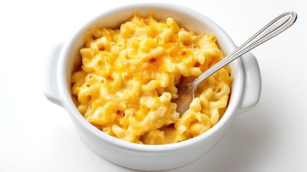 Topdown View Mac and Cheese Slow Cooker with Spoon photo