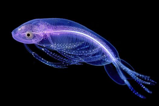 Translucent Larval Eel Floating with Glowing Light Effect photo
