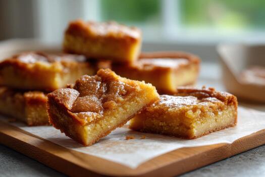 Gooey Butter Bars with Missing Edge Warm Morning Light photo