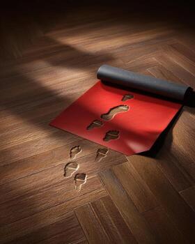 Spilled Folder and Footsteps Symbolizing Avoidance photo