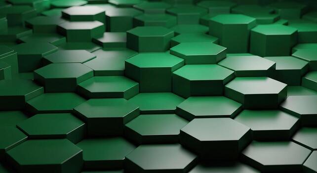 Abstract Green Hexagon Pattern Background Geometric 3D Surface Futuristic Technology Concept photo