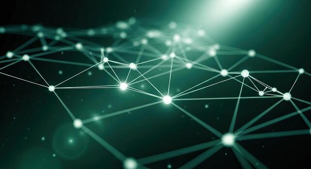 Abstract Network Connections with Glowing Nodes and Lines Futuristic Digital Data Flow photo