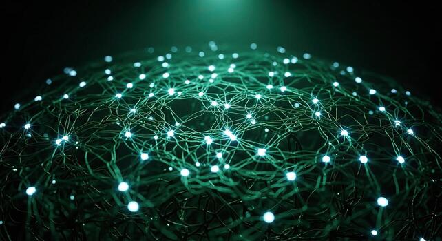 resumen red con brillante nodos digital cerebro concepto foto