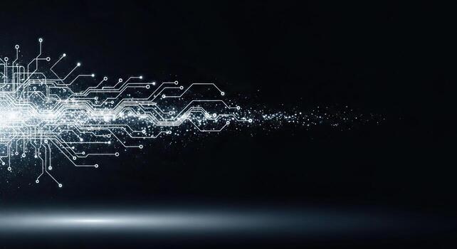 Digital Circuitry and Glowing Particles Abstract Futuristic Technology Background photo