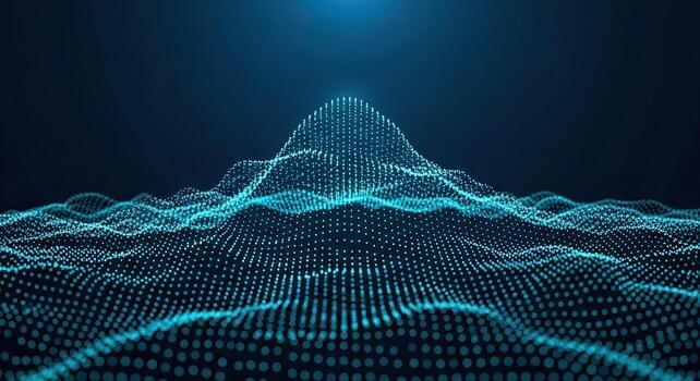 Abstract Blue Digital Waveform Data Visualization Futuristic Tech and Network Background photo