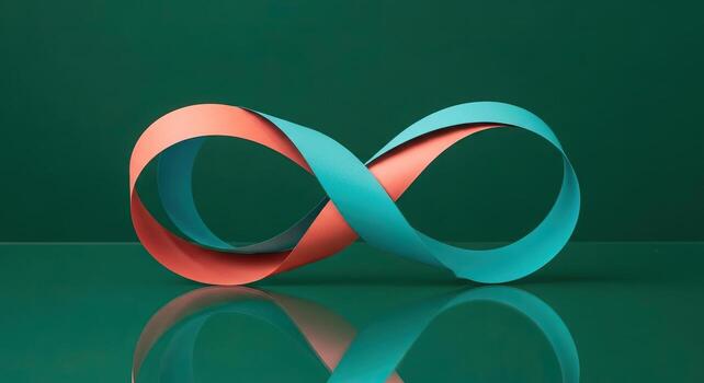 Infinity Loop Timeless Symbol of Continuity Connection and Endless Possibilities on a Reflective Surface photo