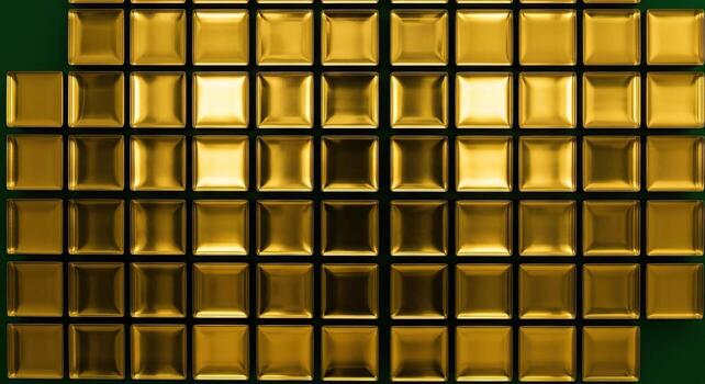 Luxurious Gold Mosaic Tiles on Deep Green Backdrop A Premium Texture for High End Design Projects photo
