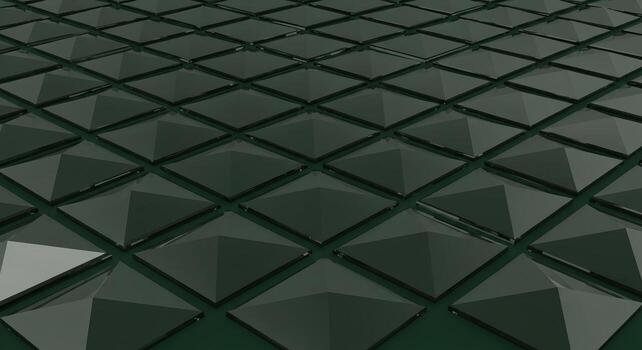 Dark Green Geometric Pattern Background with Reflective Pyramidal Tiles Abstract Modern Architectural Design Grid Texture photo