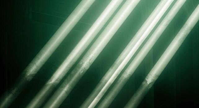 Abstract Green Light Rays Background Dynamic Glowing Diagonal Lines on Dark Emerald for Modern Design photo