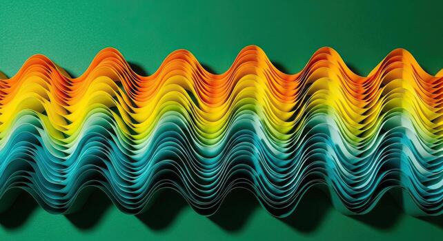 Vibrant Layered Paper Waves Abstract Background with Gradient Colors and Dynamic Shadows photo
