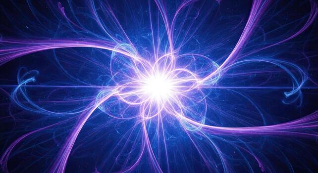 Abstract Quantum Energy Burst Dynamic Luminous Fractal Flow for Technology and Data Concepts photo