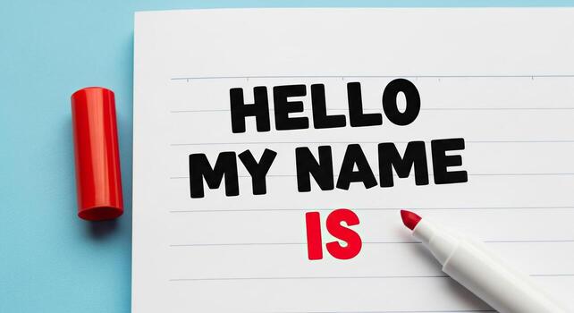 Hello My Name Is Introduction Concept with Marker and Paper photo