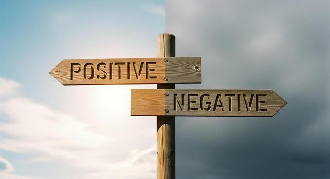 Positive and Negative Directional Signpost Conceptual Image for Choice Decision Making and Problem Solving photo