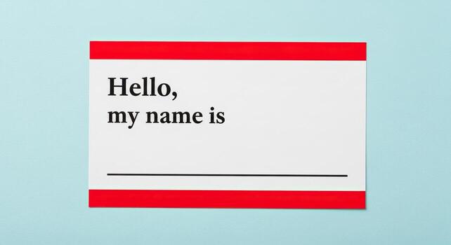 Hello My Name Is Tag Blank Name Tag for Introductions Events and Networking Concepts photo