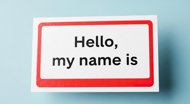 Hello my name is concept for introducing oneself at a conference or meeting event photo