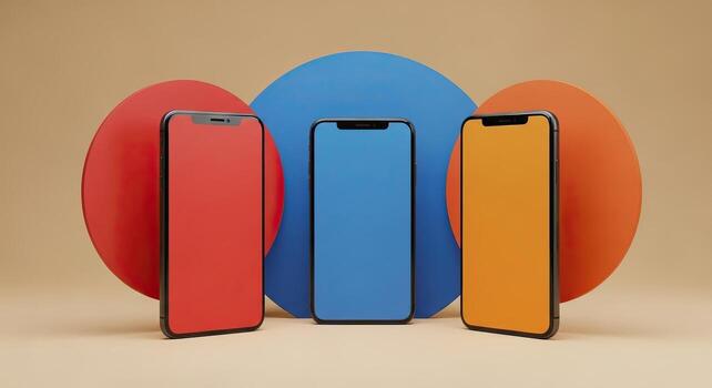 Colorful Smartphone Mockup with Abstract Background for App Website and UI Design Presentation photo