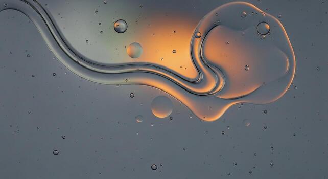 Abstract Macro Water and Oil Droplets Creating an Artistic and Visually Appealing Background photo