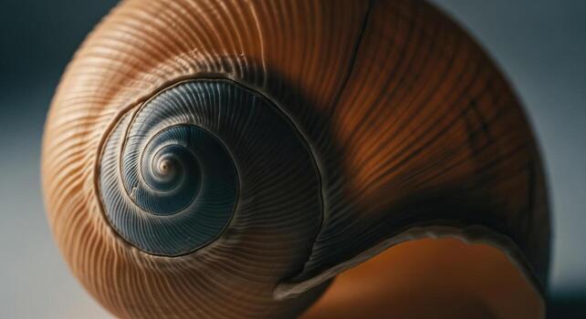 Macro View of Natural Snail Shell with Stunning Geometric Spiral Abstract Pattern and Decorative Texture photo